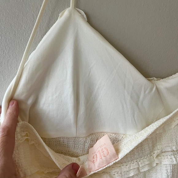 GLG XL Good Luck Gem Beige Lucy Ruffled Lace Tank Crop Top Stretch Semi Lined - Picture 5 of 8